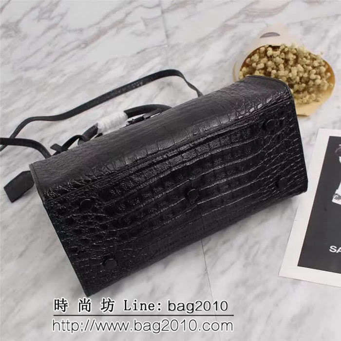 YSL聖羅蘭 經典老款 專櫃品質 牛皮壓鱷魚紋手提肩背包 75093-2 YAS1134